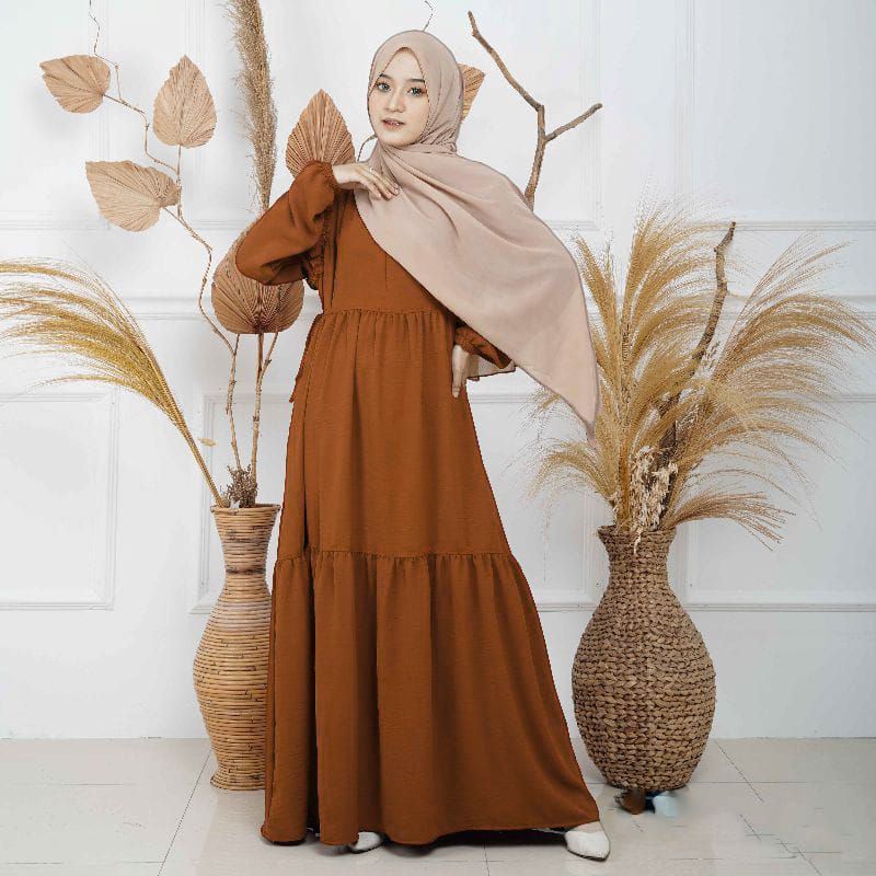 AMIINA DRESS/DRESS MAT CRINKEL AIRFLOW/FASHION DRESS WANITA KEKINIAN