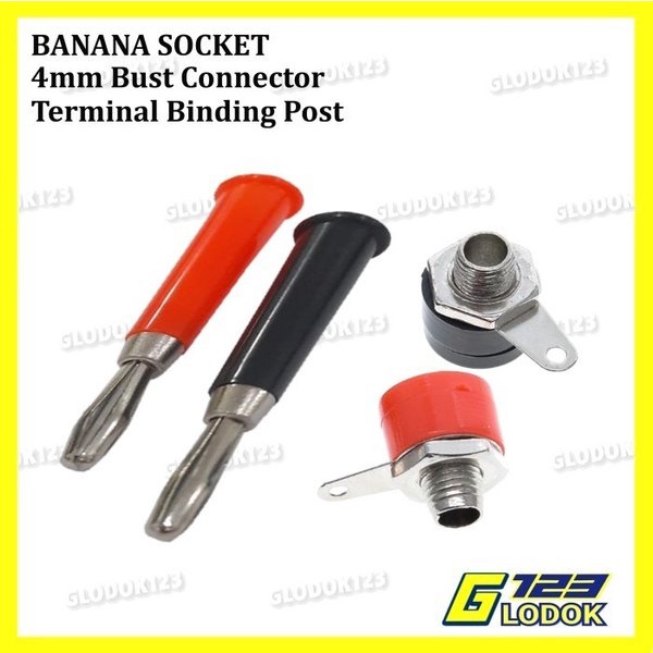 Binding Post Terminal Speaker Jack Socket Banana Plug Merah Hitam 4 MM