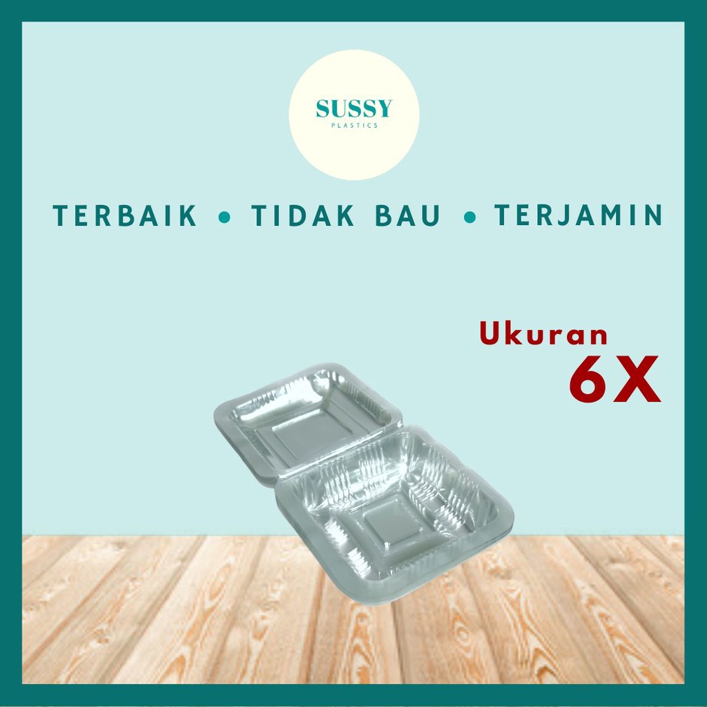 PLASTIK MIKA KUE UKURAN 6X ISI 100 PCS / MIKA KOTAK MAKANAN / BOX MIKA KUE BOLU DAN MAKANAN