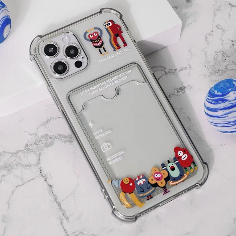 Soft Case Silikon TPU Transparan Motif Monster Kecil Untuk IPhone 14 13 11 12 Pro XS Max XR X 8 7 6S Plus