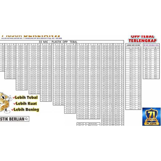 

30 x 38 cm Plastik OPP TEBAL Double Seal (100 lbr) (lem/seal)