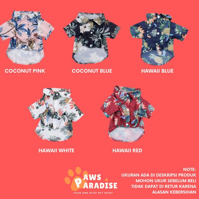 Baju Pantai Kemeja Anjing Kucing / Kemeja Anjing Kucing Santai - XS, Hawaii White