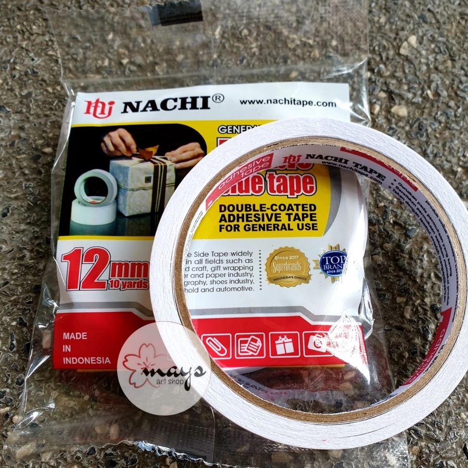 

Double Tape Perekat - Dobel Tip Nachi Lebar 1/2 inch 12mm x 10 yard 1/2" Solasi
