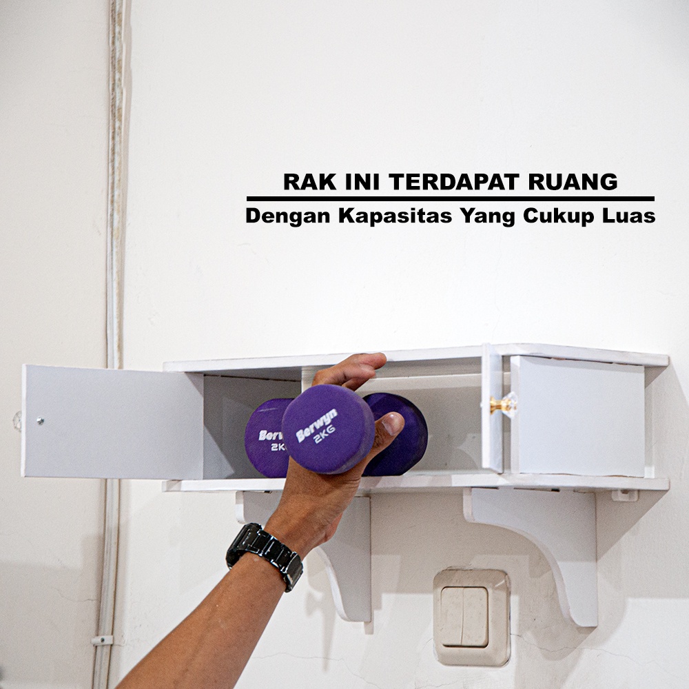 Rak Ambalan Gantung Dinding Modem/Wifi Decoder Serbaguna Minimalis MDF - LC035