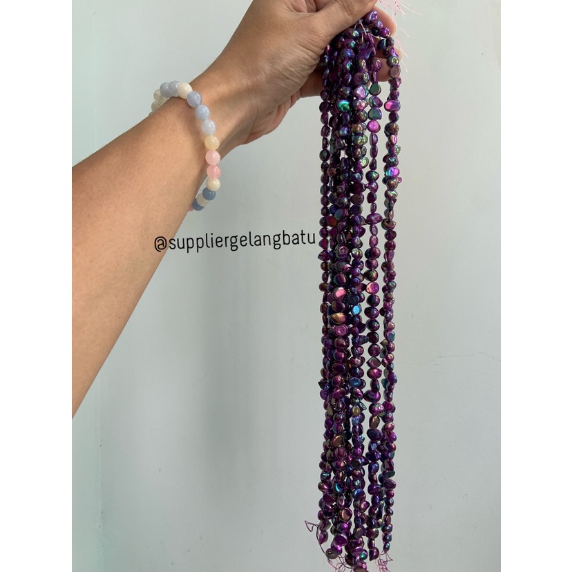 kerikil KERANG KESHI purple metallic tetes OVAL shell ungu metalik