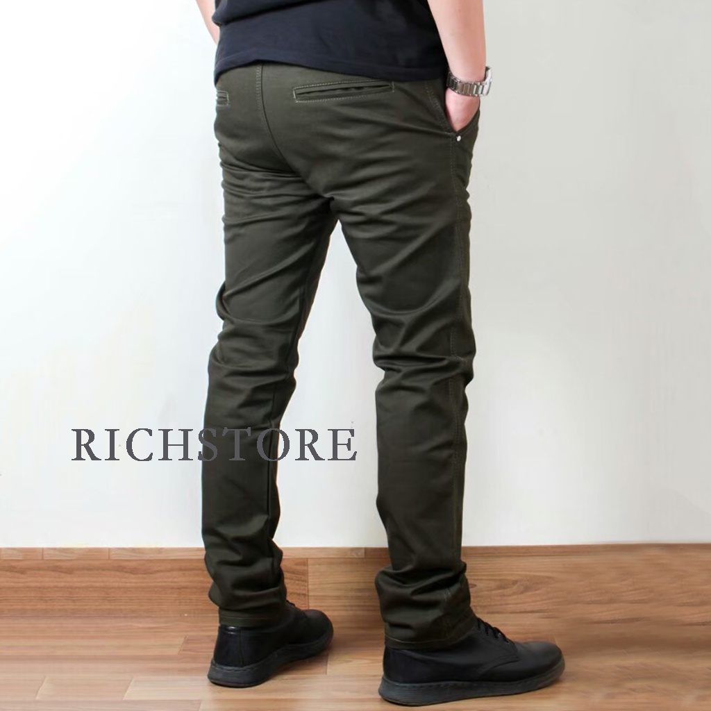 RICHSTORE_1 CELANA PANJANG  CHINO PRIA CELANA CHINO ORIGINAL PREMIUM PRIA SLIM FIT STRETCH CASUAL FORMAL BIGE SIZE JUMBO UKURAN BESAR