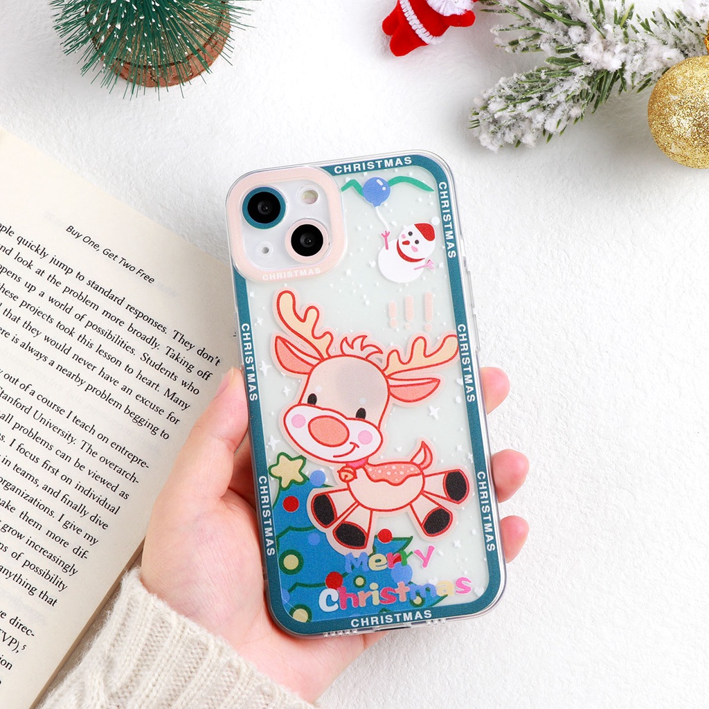 Soft Case Silikon TPU Transparan Motif Natal Untuk IPhone 14 13 12 11 Pro XS X MAX XR 6S 7 8 Plus Mini