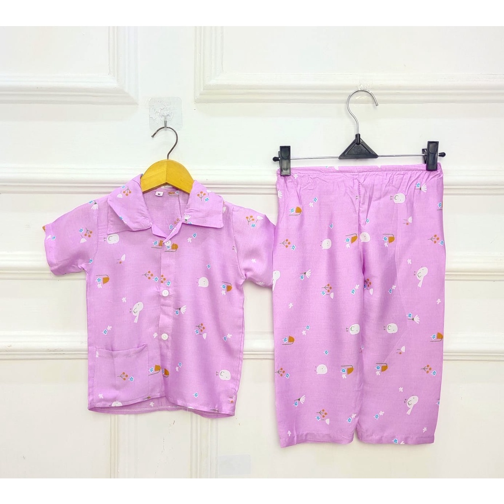 Oneset Anak Unisex Setelan Celana Setcel Rayon Anak Piyama Baju Tidur Anak Rayon Setelan Rayon Anak PART II