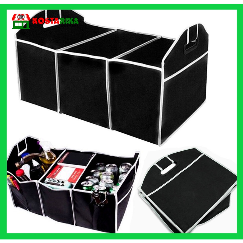 KOSTARIKA Car Box LIST PUTIH Organizer Rak Robil, Car Trunk Organizer Bagasi Mobil Menyimpan Belanjaan Dan Alat