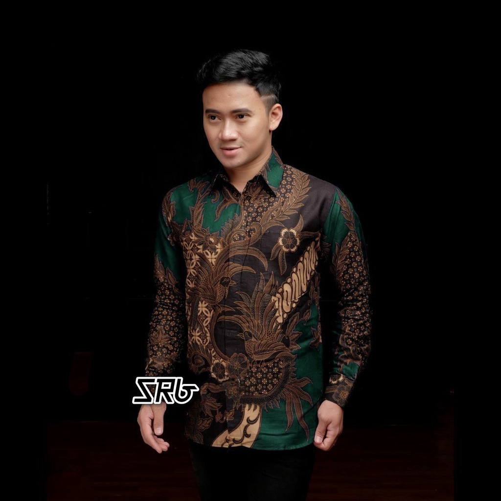 Atasan Kemeja Batik Pria Slim Fit Warna Hijau Ijo Toska Green Lengan Panjang Seragam Batik Pria Dewasa Hem Batik Pria Baju Batik Pria Modern Premium