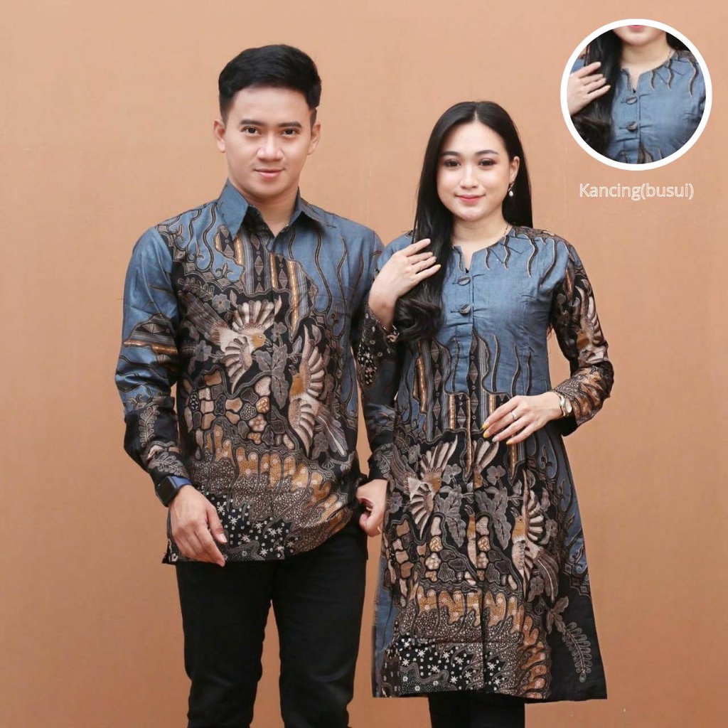 Batik alina Tunik Batik Couple Modern Atasan Batik Wanita dan Pria Baju Batik Wanita Blouse Batik Seragam Batik M L XL XXL