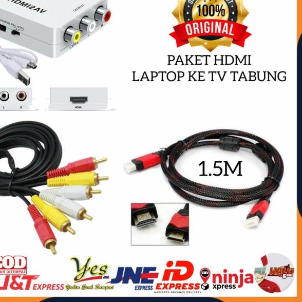 KABEL HDMI TO RCA LAPTOP KE TV TABUNG CONVERTER MINI BOX HDMI TO RCA
