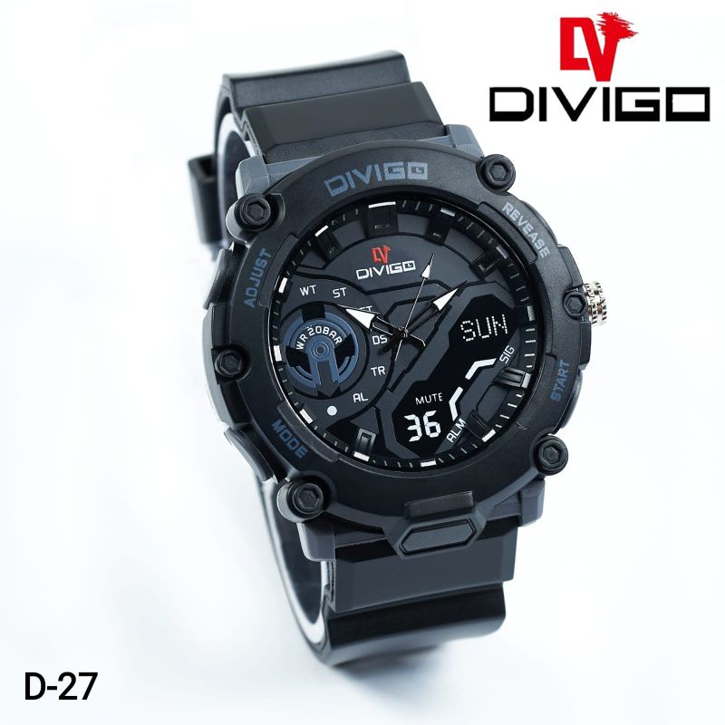 (Grosir)Jam Tangan Pria Divigo D27 Strap Rubber/Karet(Dikirim Jakarta)Terima Cod)