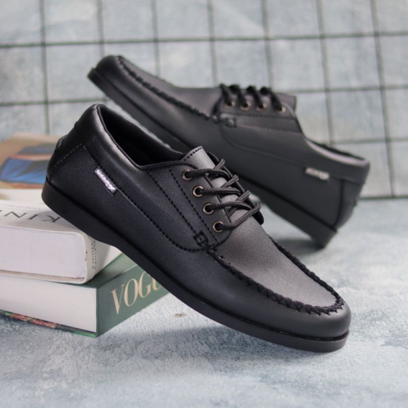 Sepatu Pantofel Kerja Formal Casual Kulit Sintetis Hitam Pria Xshoesbdg.id Monza