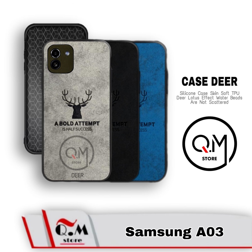 Case Samsung A03 Softcase Deer Pelindung Back Cover High Quality Bermotif Cloth Rusa Jens