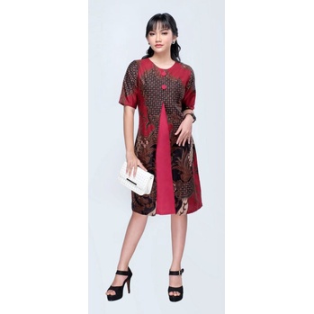 BATIK COUPLE SARIMBIT KELUARGA SERAGAM DRESS KEMEJA PRIA WANITA ANAK KONDANGAN MODERN TERBARU KEKINIAN MAESYA MERAH JUMBO XXXL BIG SIZE