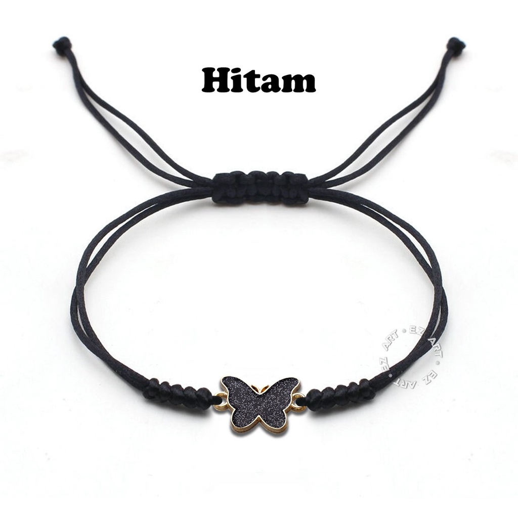 GELANG KONEKTOR KUPU-KUPU BUTTERFLY TALI SATIN SERUT LEMBUT WARNA WARNI ADJUSTABLE UNTUK WANITA