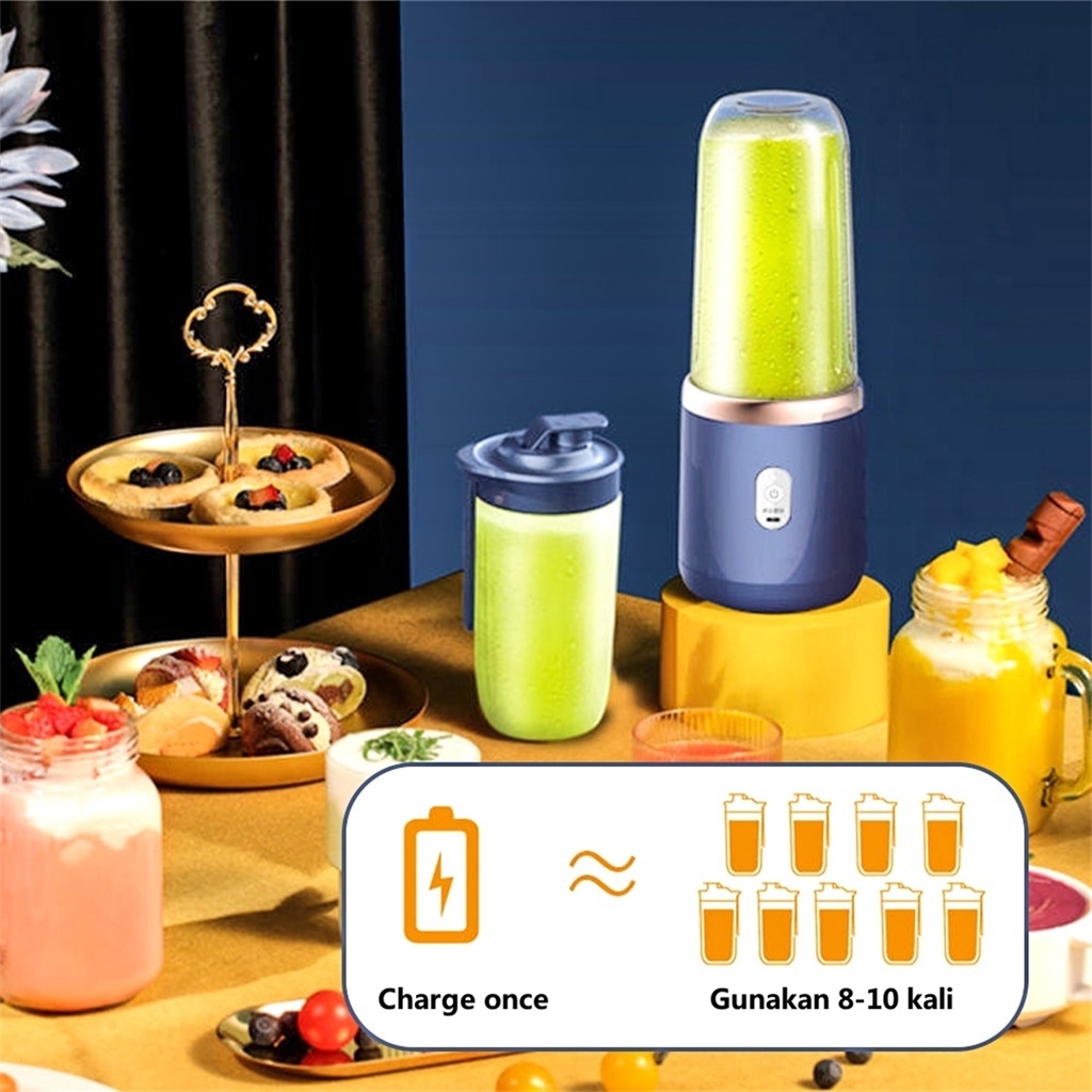 COD Blender Portable Mini Juicer 6 Mata Pisau Blander Jus Buah Port Charger USB Electric Blender Kapsul