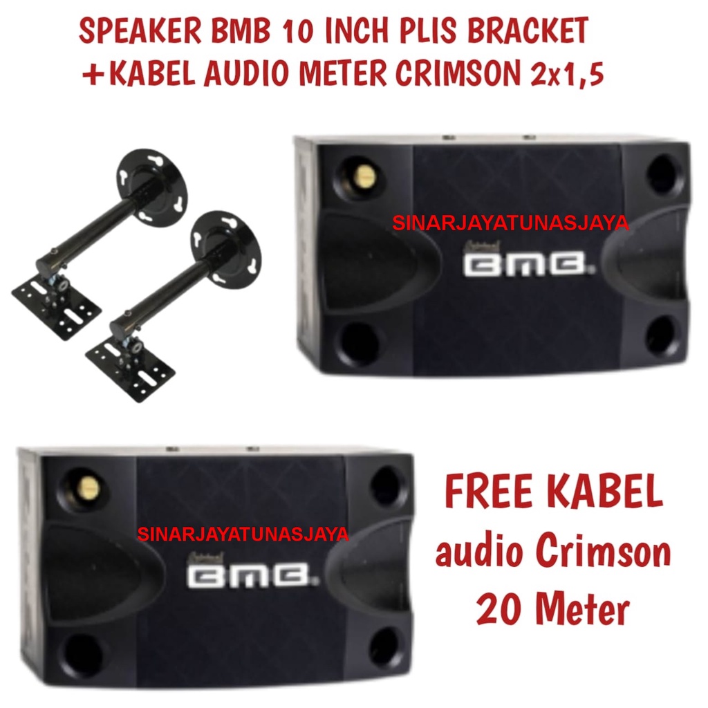 1set BMB 10inch sama breaket 10inch plus kabel audio profesional Crimson 2×1,5