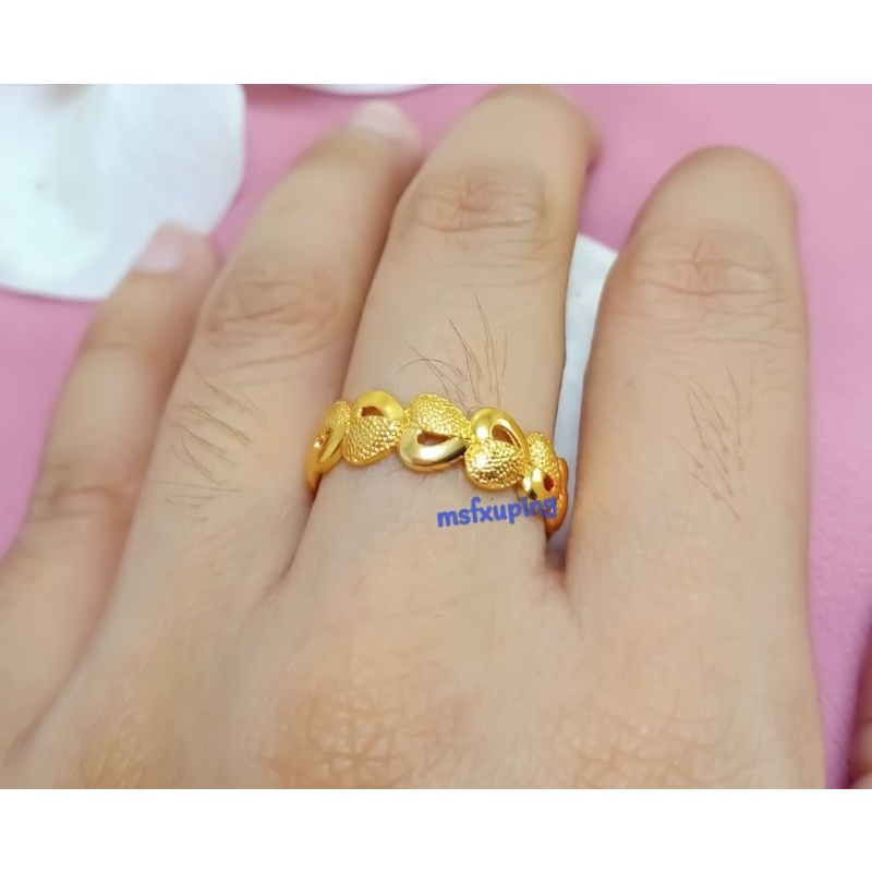 Cincin Terbaru Motif Love Love Gold Perhiasan Wanita Kekinian Fashionable