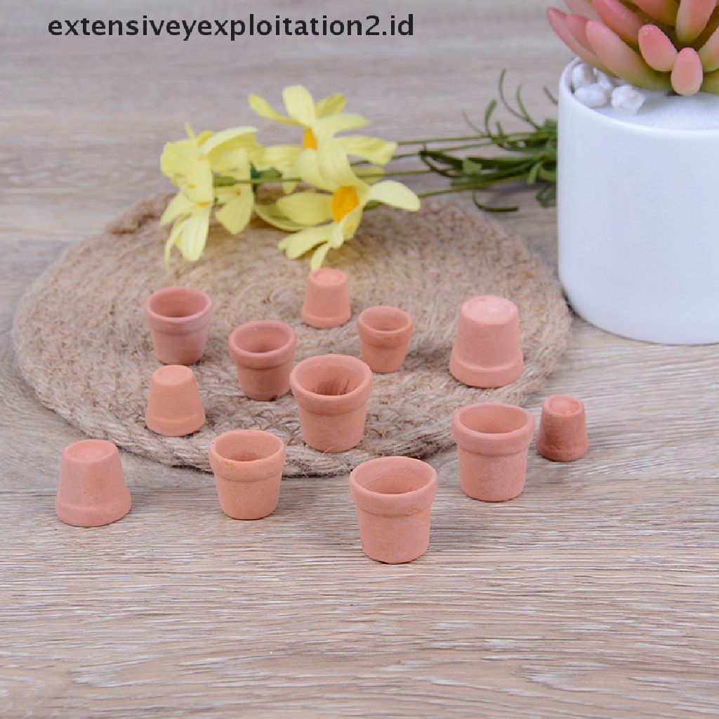 12 Pcs Miniatur pot Bunga Tanah Liat Merah handmade Untuk Rumah Boneka 1: 12