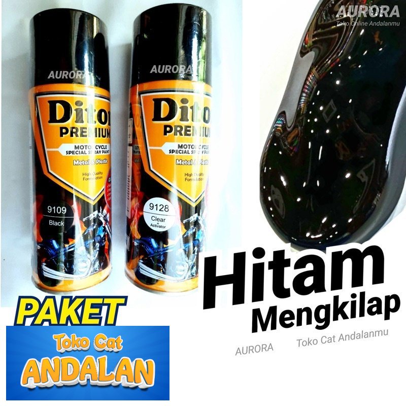 

Toko Andalan - PAKET Diton Premium Hitam Mengkilap / Black 9109 + Clear 9128 Cat Pilok Pilox Pylox