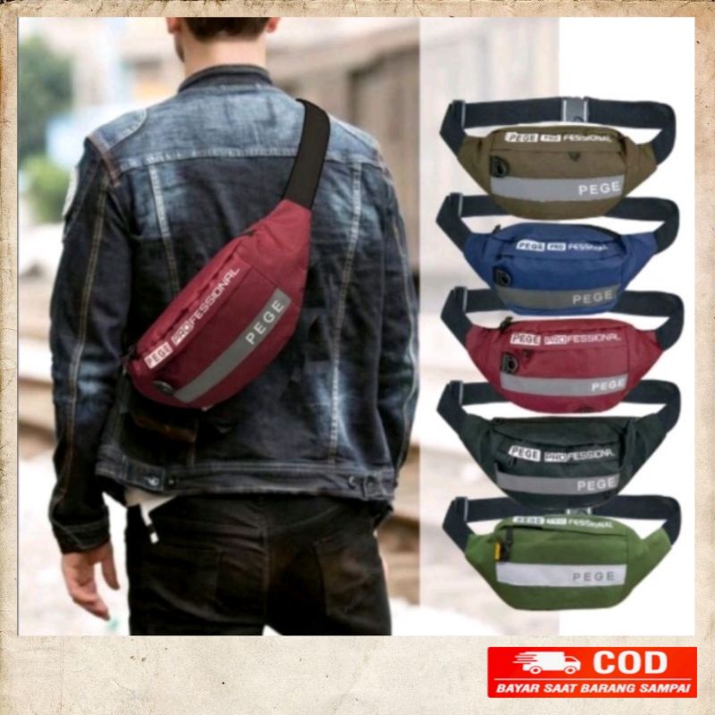 tas selempang waistbag pege pria bisa untuk tas pinggang slempang bahu