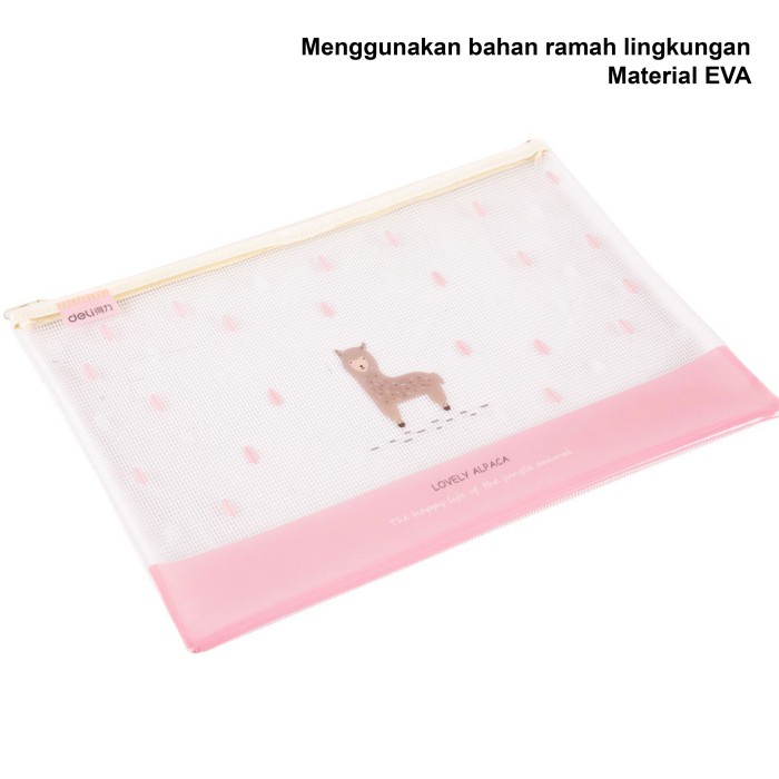 Mesh Zipper Bag Tempat Pensil Kosmetik Motif Transparan Random Colour