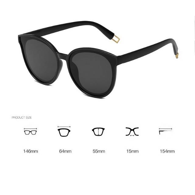 Korean Design Retro BIG BLACK Kacamata Hitam Sunglasses TANPA LOGO &amp; KEMASAN BENING