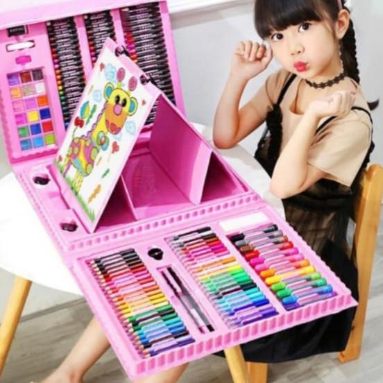 

Crayon anak set isi 208 pcs / Alat lukis set anak 208 pcs - Biru