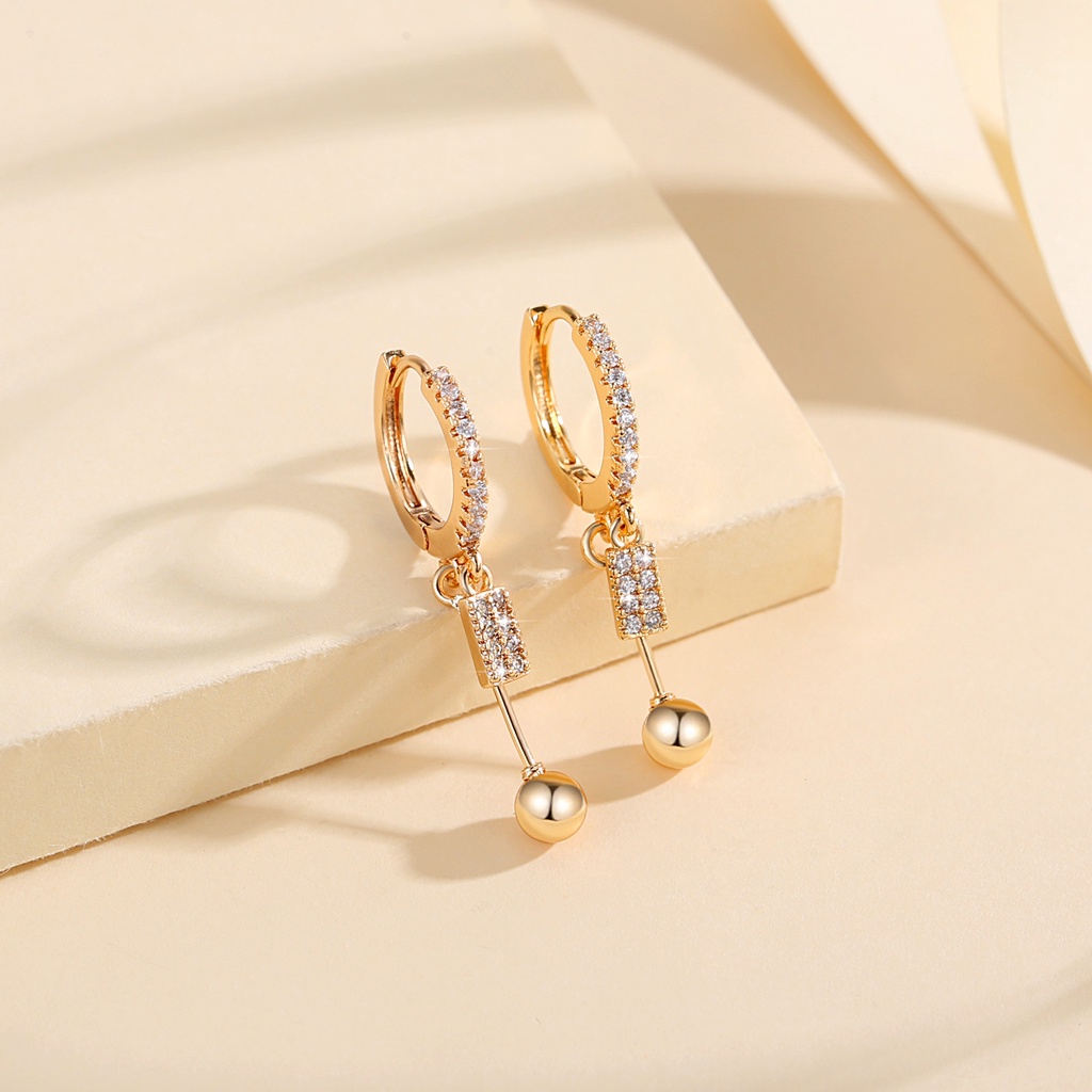 Y806 COD Anting Titanium Anti Karat Gold Anting Hoop Anting Kristal Anting Tusuk Wanita Korea