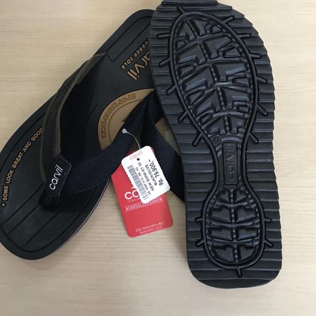 Sendal Jepit Cowok Carvil Original Sandal Japit Pria Carvil EMW - Cokelat, 43