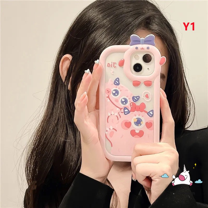 Case Kartun Monsters Untuk Redmi 10C 9a1+9A 10 9T 10A 9C NFC Redmi Note8 9 11 11Pro+10 11s 10Pro POCO M3 X3 NFC Pro Mi 11Lite Lucu 3D Bow Little Monster Lens Soft Cover