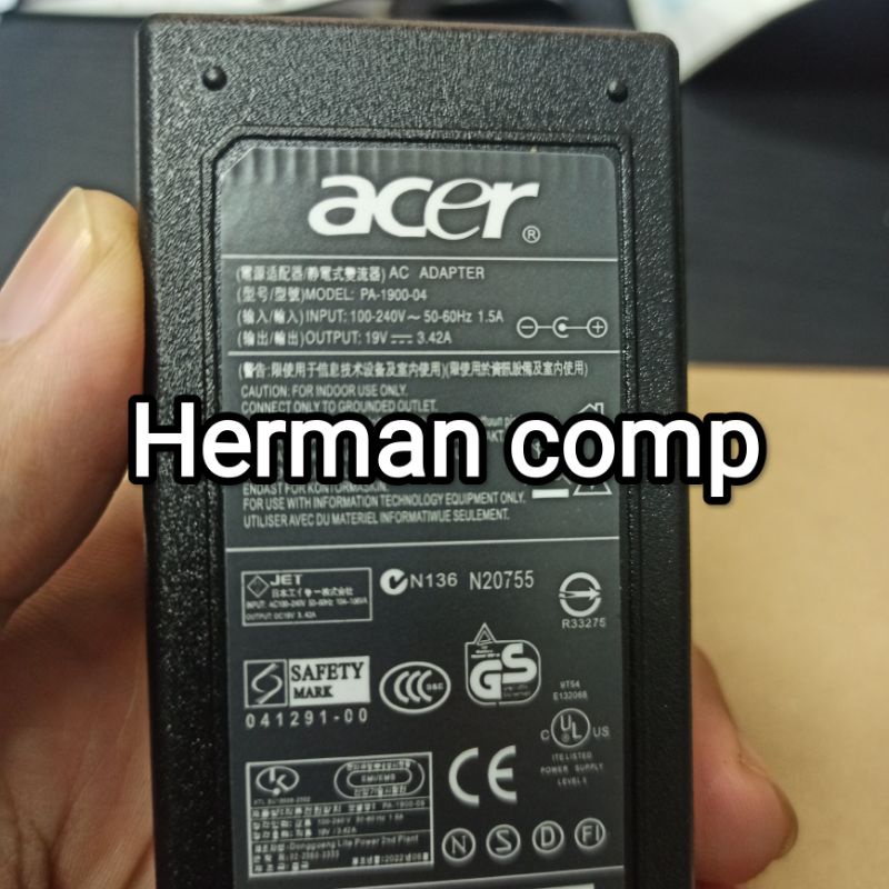 Original Adaptor Acer 4710 4732 4738 4739 4740 4741 4743 4750 4752 19V 3.42A