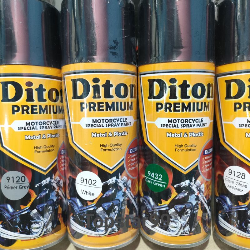 Pilok Cat Diton Premium Paket Komplit 4 Kaleng Dark Green Hijau Tua 9432 Primer Grey 9120 White 9102 Clear Gloss 9128 400cc Pilox Paketan Cat Semprot Special Spray Paint