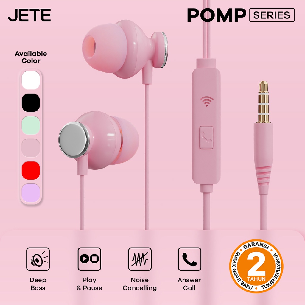 Earphone | Headset Bass I Handsfree JETE Pomp - Garansi Resmi 2 Tahun