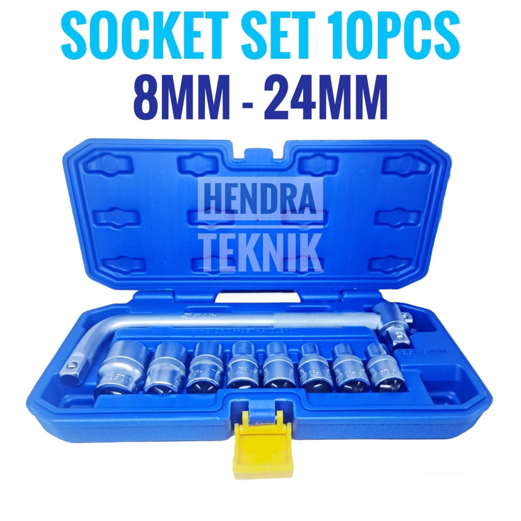 KUNCI SOK SET 10PCS CRV KUNCI SOKET STANG L 10 BUAH KUNCI SHOCK BAUT SOCKET SET CHROME VANADIUM