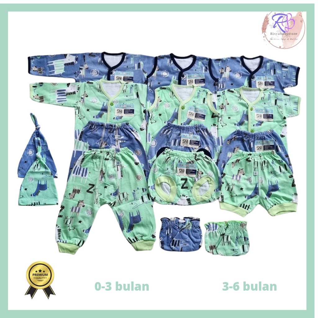 Paket baju bayi 16 pcs PREMIUM QUALITY DOUBLE KATUN TC motif zebra / Baju Baby newborn premium