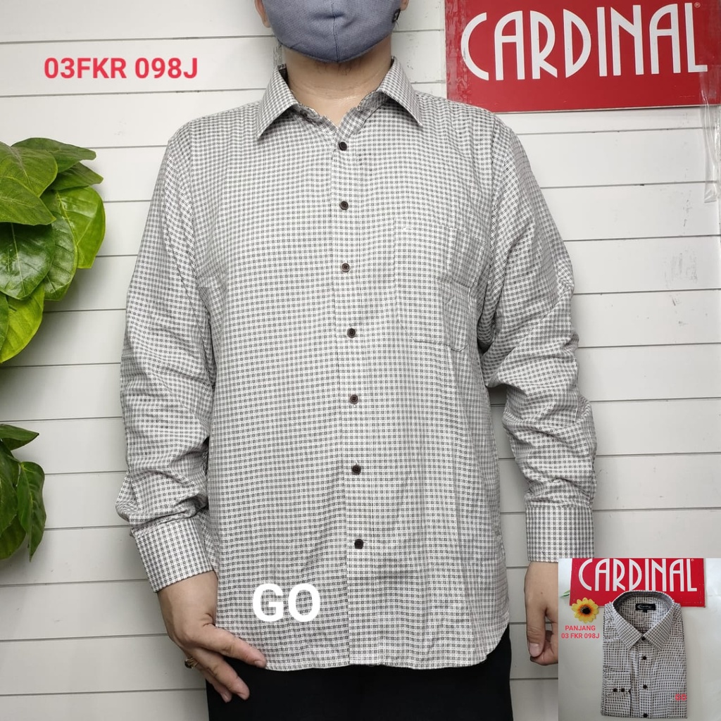 gof XL-2XL R CARDINAL KEMEJA FORMAL PANJANG Regular Pakaian Kemeja Kerja Pria Kantor Acara Resmi Pakaian Wisuda Kotak-Kotak Garis Original B3