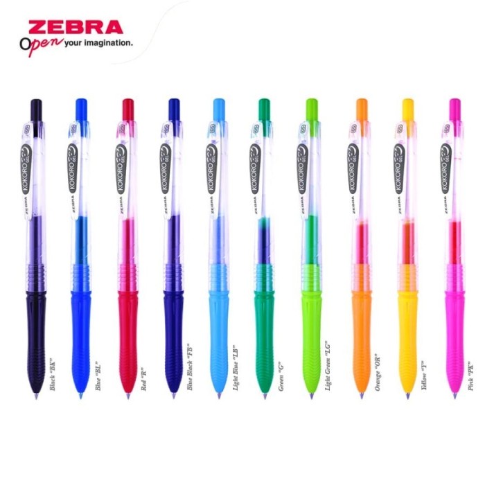 

Pulpen Gell Zebra Kokoro 0.5 Hitam / Mixed Body Warna Original Promo