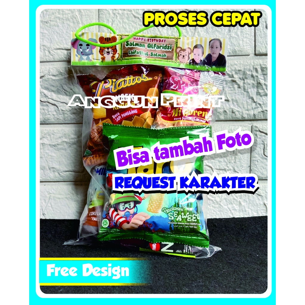 Tas Label Plastik Ultah  - Label Plastik Snack Ulang Tahun - Tas Jajan Ultah Murah