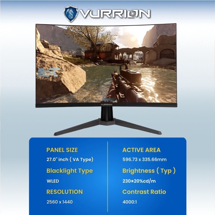 Vurrion Oriz 27MZ650C-PRO 27&quot; QHD 165Hz Curved Gaming Monitor