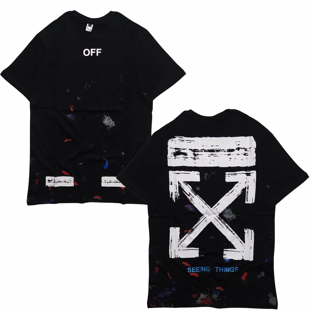 Kaos OFF WHITE SAKTE Distro Full Tag Tshirt OFF WHITE GALAXY Kaos Pria Lengan Pendek Kaos Oblong Cow