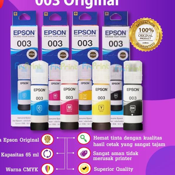 Tinta Refill Epson 003 Ink Printer L1110 L3210 L3110 L3210 L5190 L5290 - TINTA ORIGINAL, Hitam