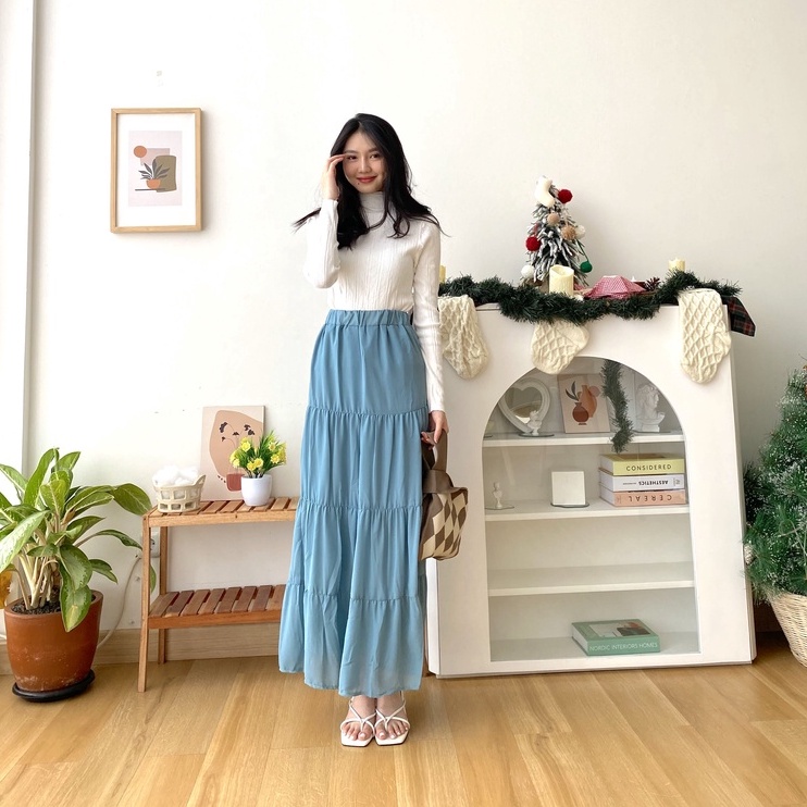 Yeji Long Skirt - Skirt Casual - Rok Panjang Wanita - Korean Skirt