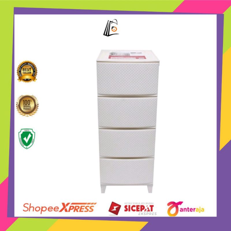 Krishome Laci Penyimpanan 4 Tingkat/Krem/Lemari/Laci