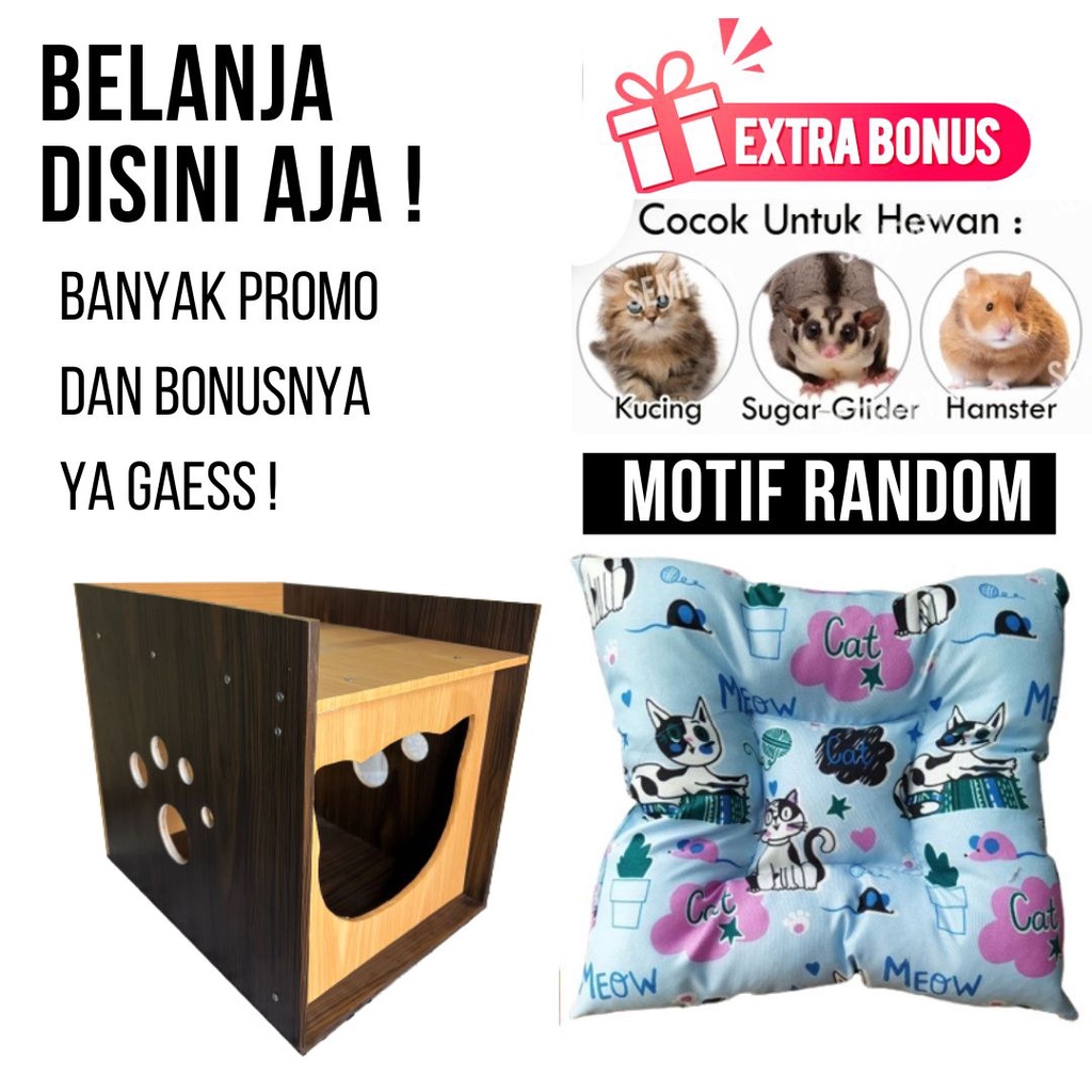 RUMAH KANDANG KUCING LUCU HARGA MURAH UKURAN BESAR JUMBO XL PREMIUM DAN ELEGAN BAHAN KAYU FEFARM