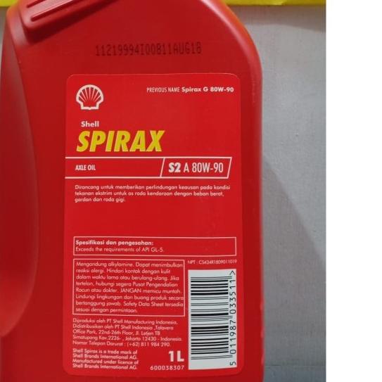 OLI SHELL SPIRAX S2 A 80W-90 1L - OLI TRANSMISI MANUAL - OLI GARDAN