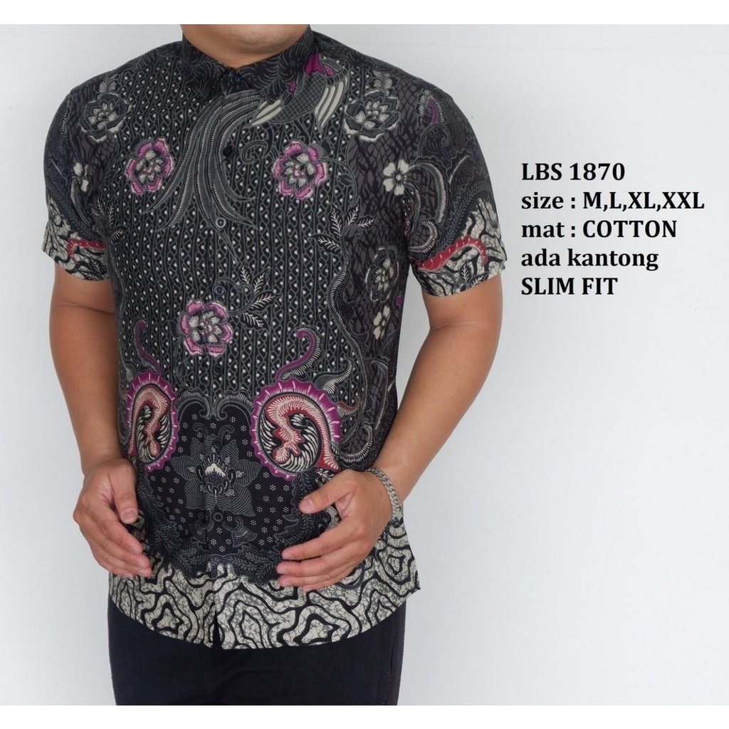 KEMEJA BATIK PRIA SLIM FIT LENGAN PANJANG BAJU BATIK PRIA LBS1870