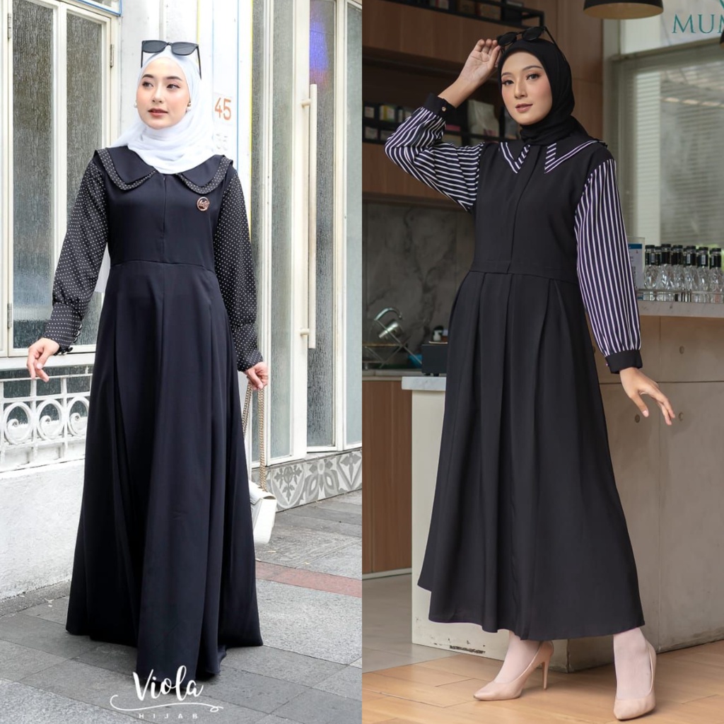 Gamis ASHANTI MECCA VIOLA MUMTAZ TERBARU OVERALL LOOKS KOREAN STYLE itycrepe shakila polka salur kotak remaja muslim seragaman komunitas